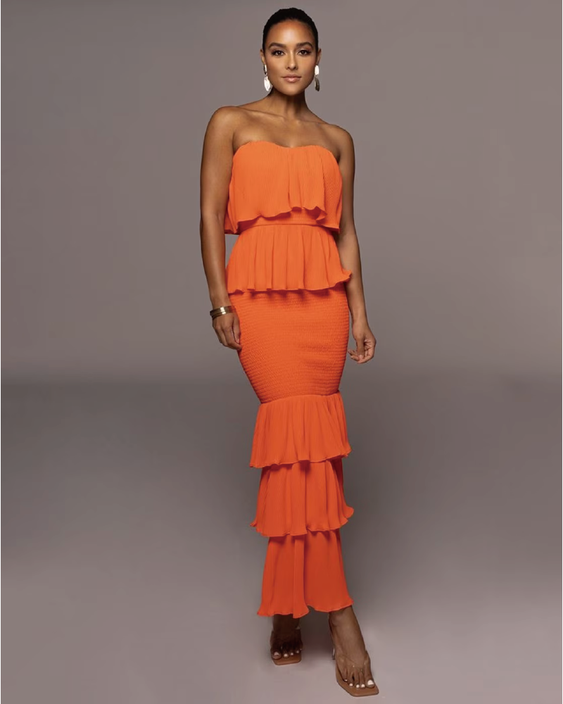 Elegance In Line Dress Orange L
