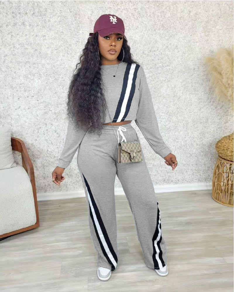 Mean Strips Pant Set Grey