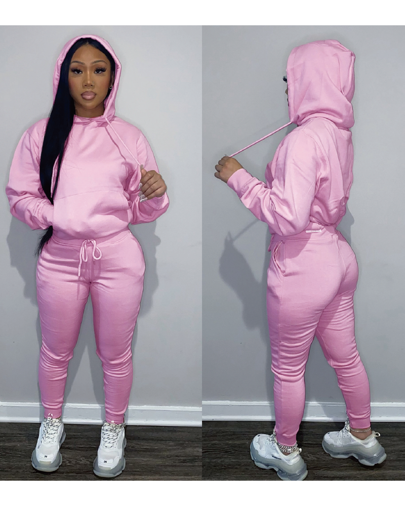 Simple Baddie Pant Set Pink