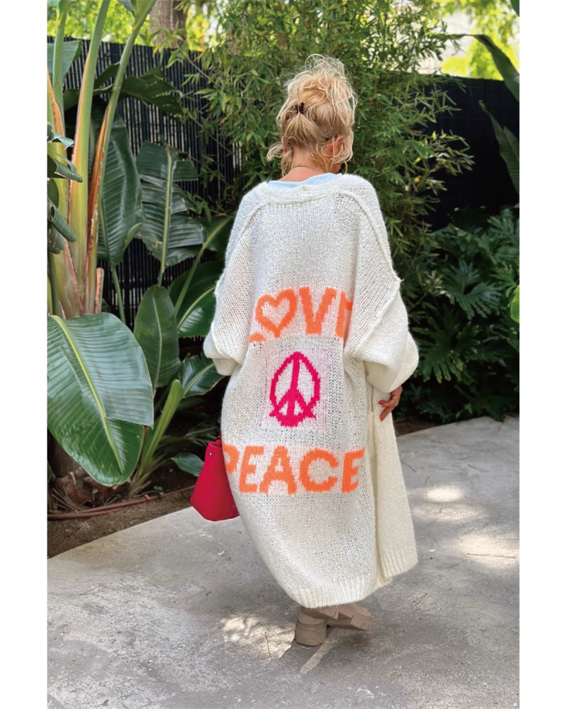 Peace and Love Cardigan Beige
