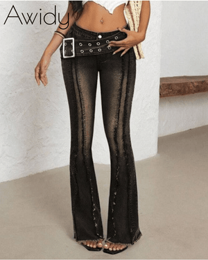 LOW RISE STATEMENT FLARE JEANS
