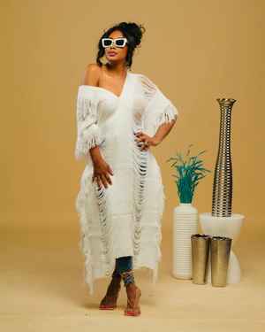 Something Fringy Dress White