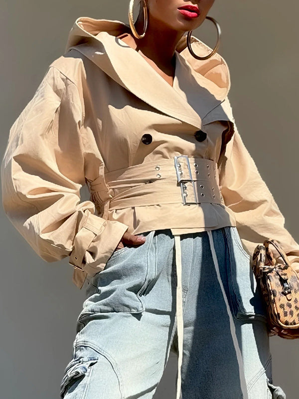 Double-Belt Hoodie Trench