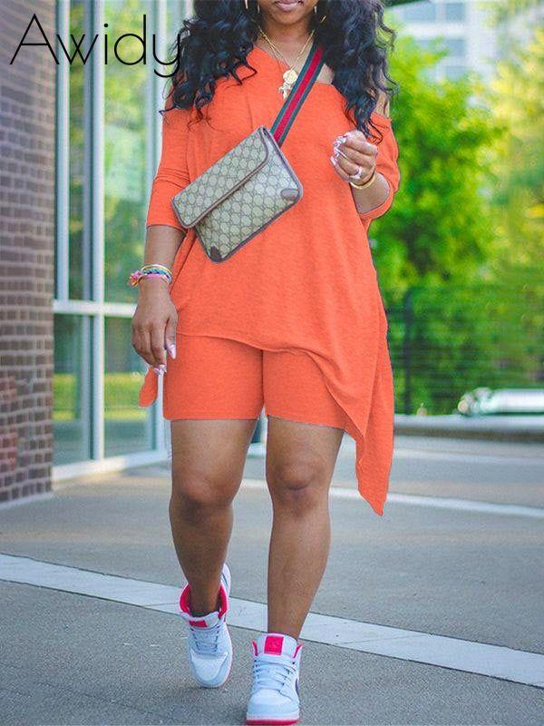 Indiebeautie Asymmetric Top & Biker Shorts Set