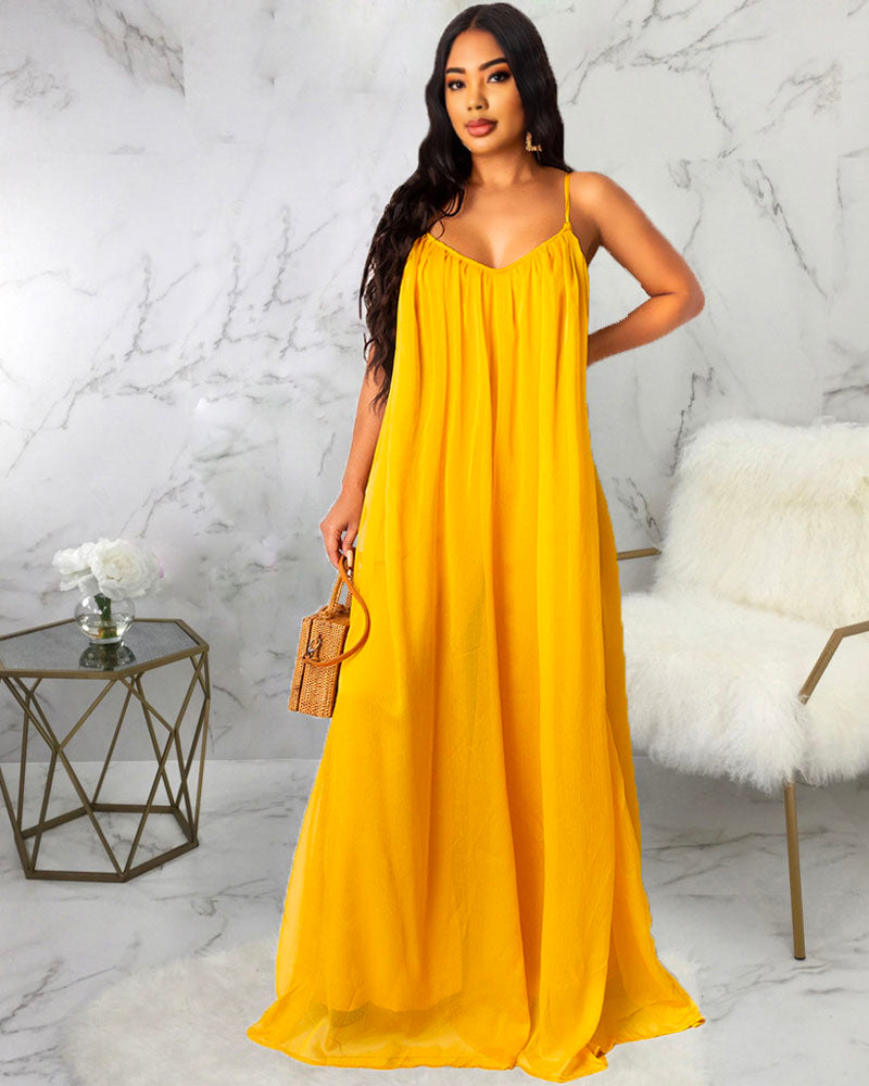 CHIFFON MAXI DRESS Yellow