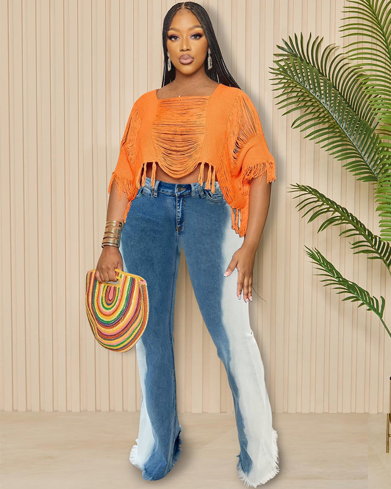 Gradient Flared Denim Blue