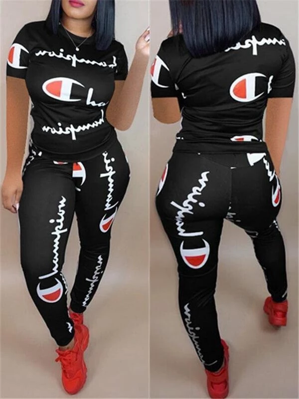 Slogan T-Shirt & Pants Set--Clearance