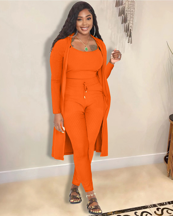 Chile 3PC Cardigan Set ORANGE