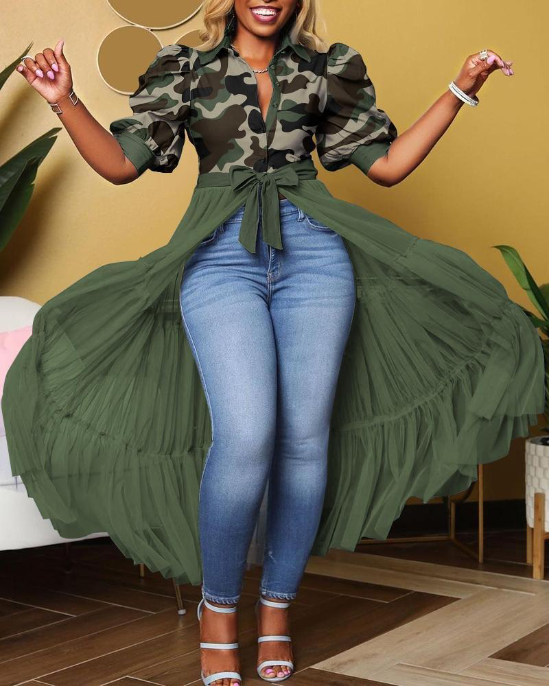 Button Me Up Top CAMO