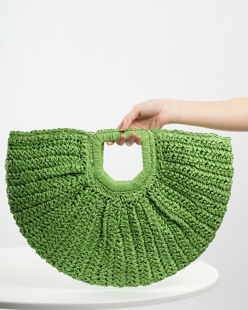 Damascus Crochet Straw Bag Green