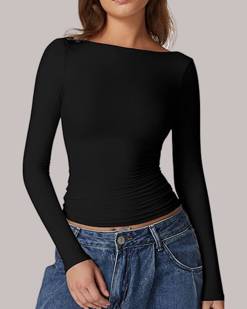 Long Sleeve Low Back Tops
