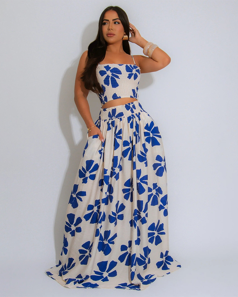 Blossom Skirt Set Blue