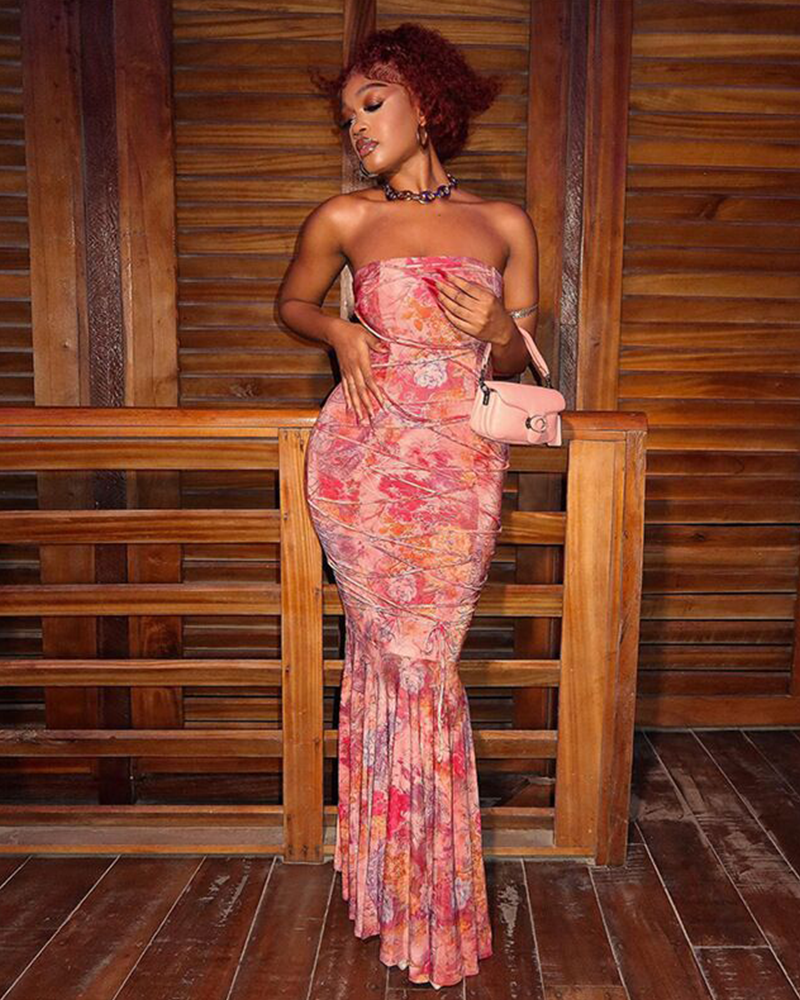 3D Tropical Attentions Dress