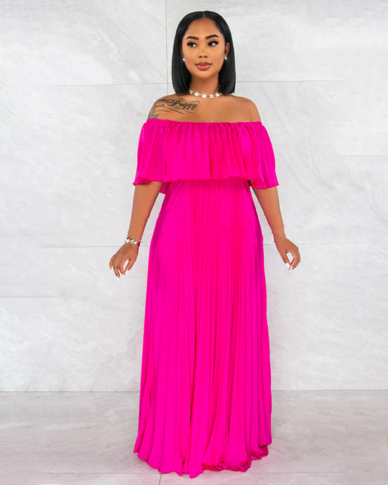 ELEGANT PLEATED DRESS PINK