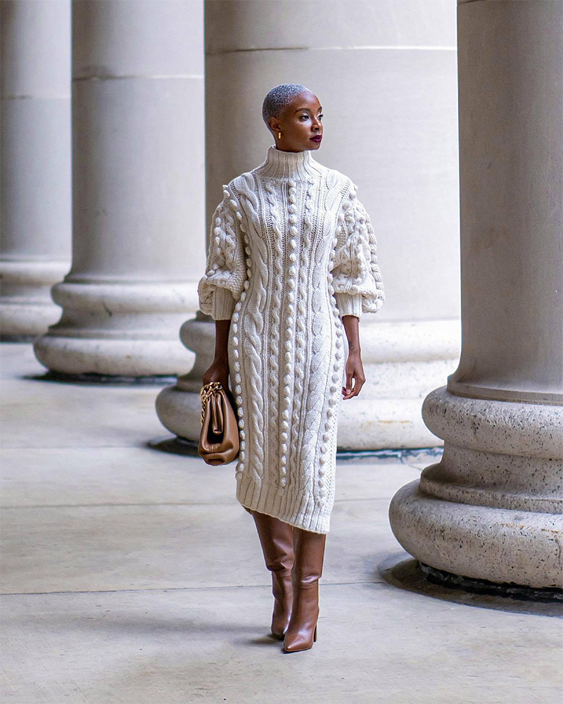 COZY SWEATER DRESS/TOP WHITE