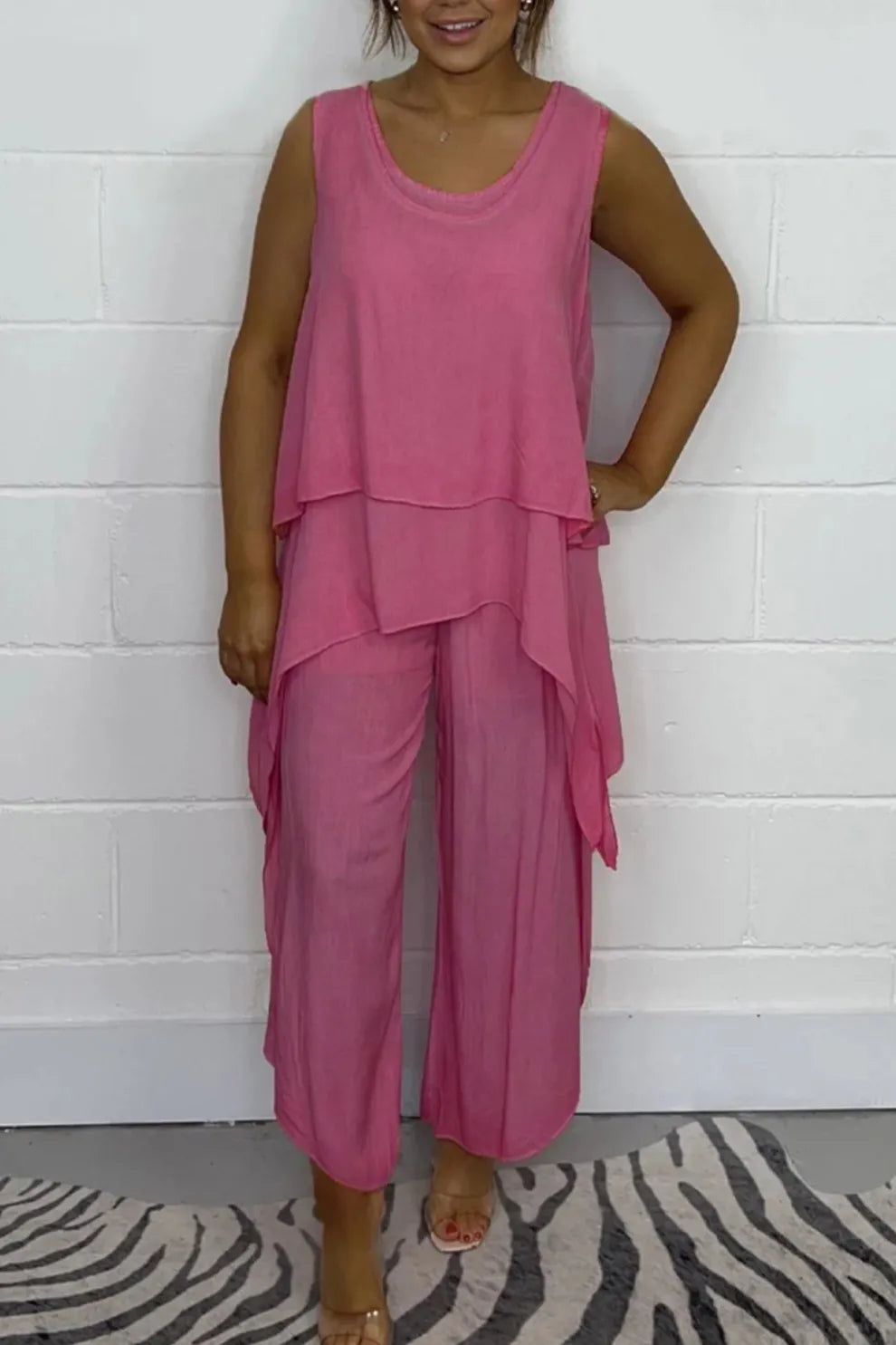 Solid Color Irregular Three piece Outfit