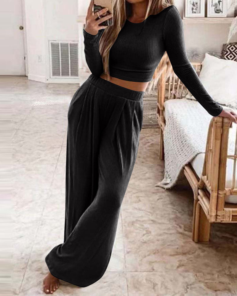 Out the Office Pants Set BLACK