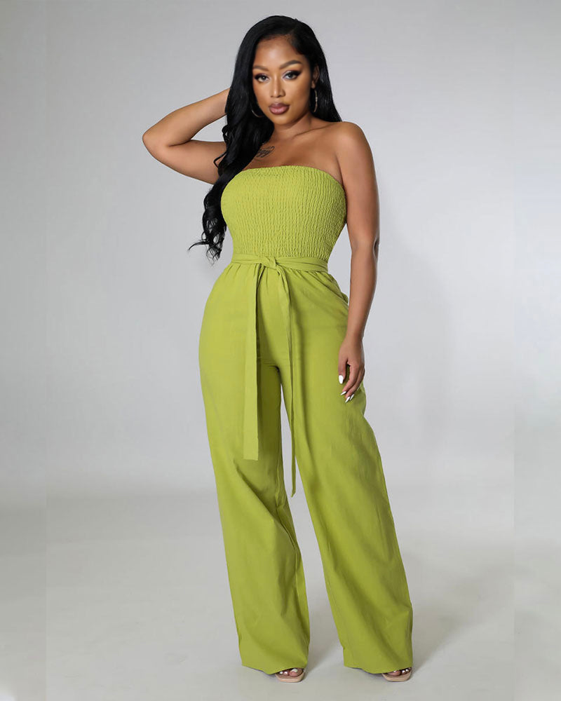 Spring Fresh Strapless Jumpsuit OliveGreen