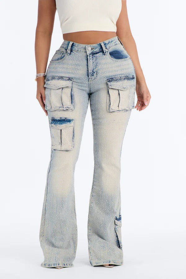 Multi-Pocket Denim Pants for Casual Streetwear