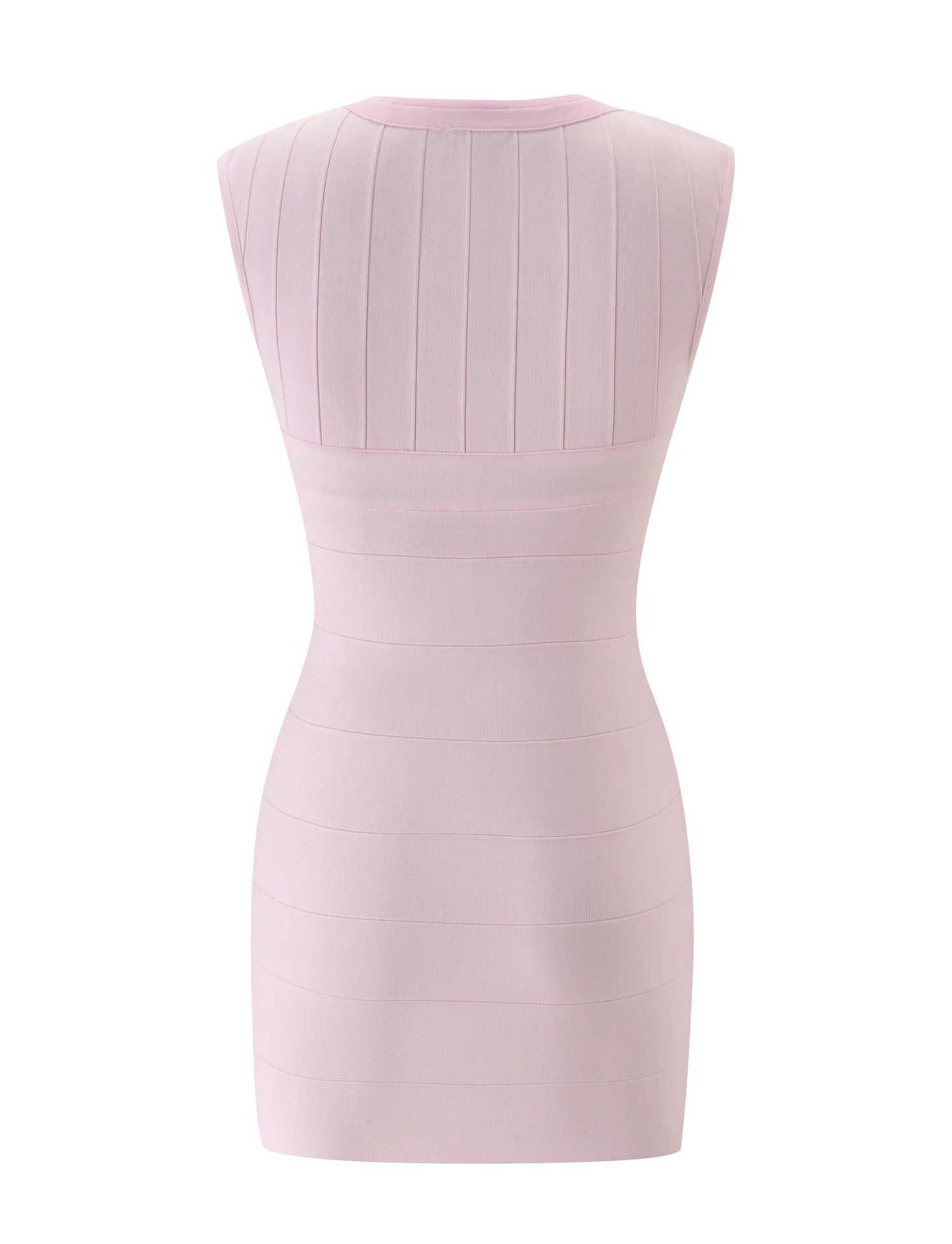 Pink Deep V-Neck Sleeveless Zip-Up Bodycon Mini Dress for Party Wear