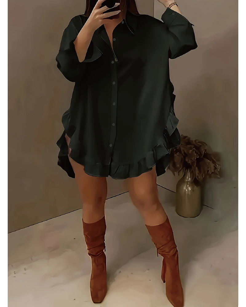 Ruffle Me Up Blouse Black