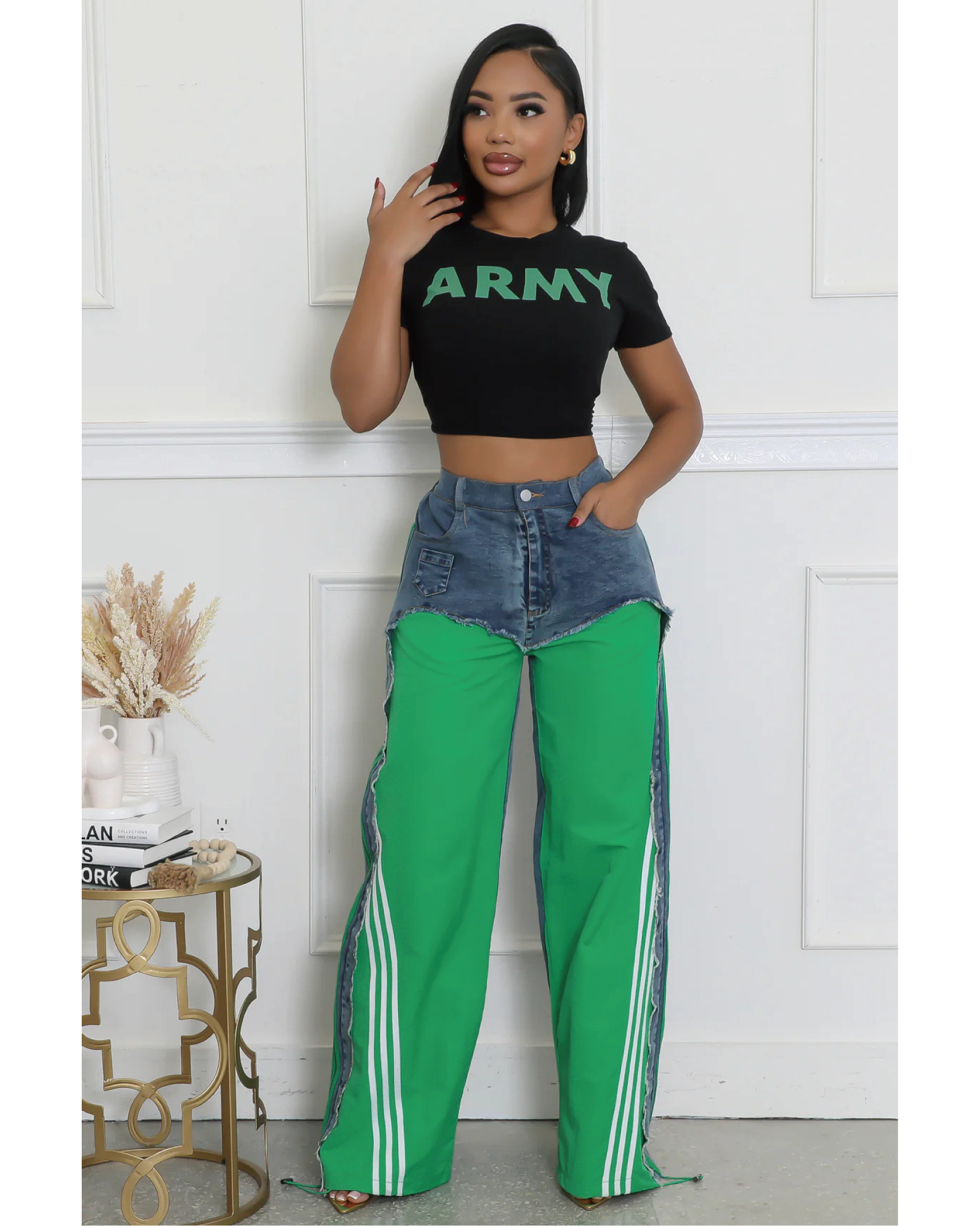 Pop out denim joggers Green