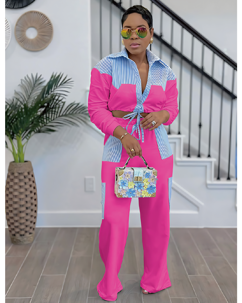 Patching Up Pant Set Hot Pink