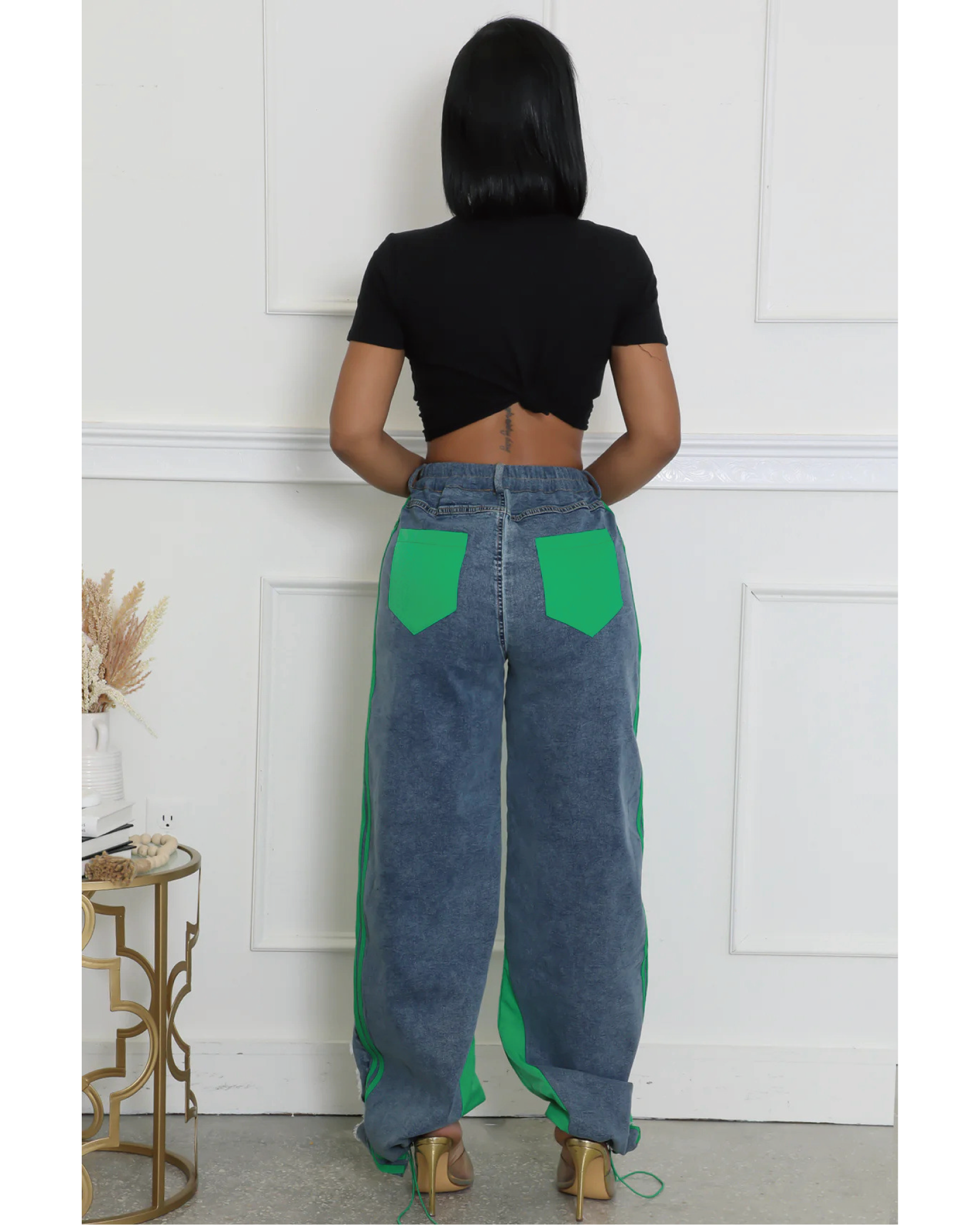 Pop out denim joggers