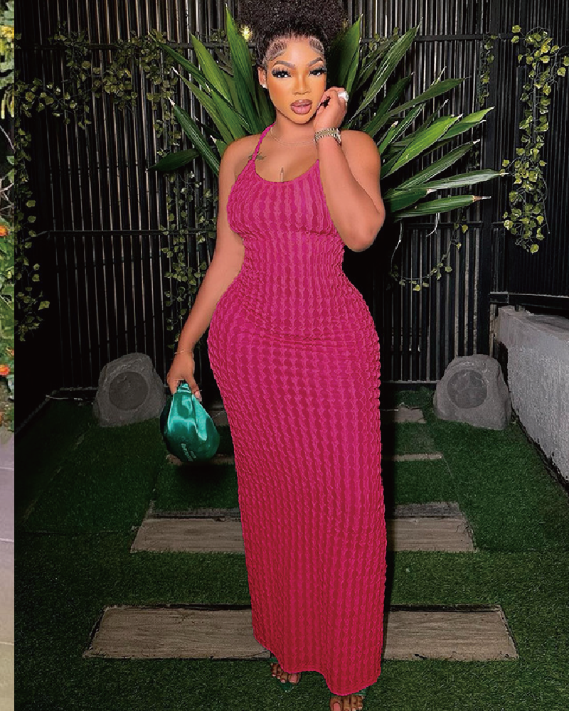 Forever Summer Textured Strap Maxi Dress