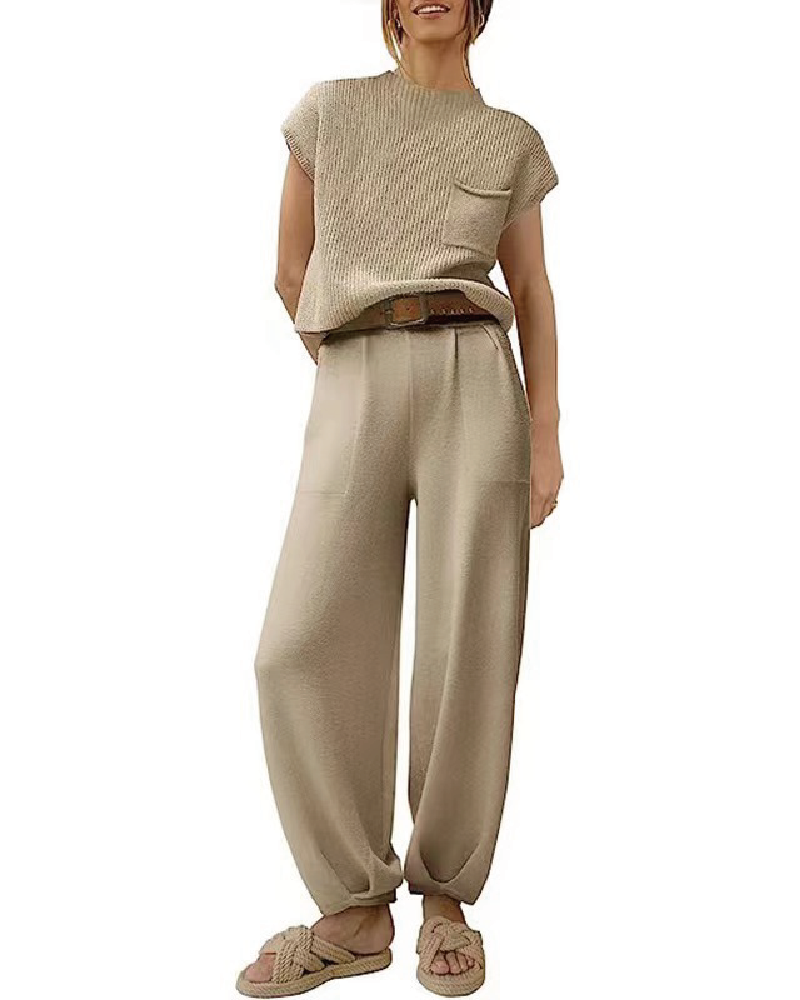 Cozy Knit Jogger Set Khaki