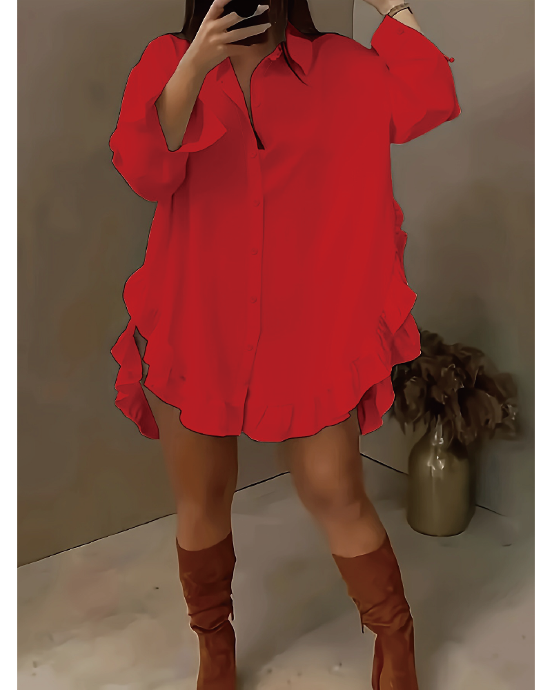 Ruffle Me Up Blouse Red