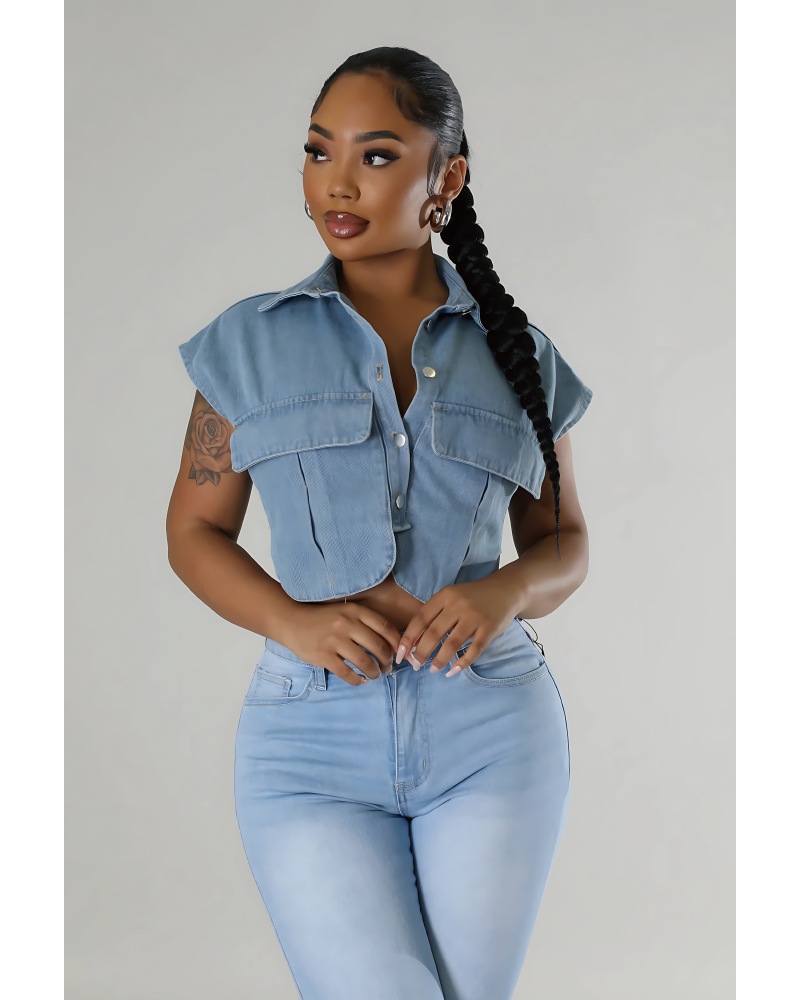 She's No Saint Top Light Blue