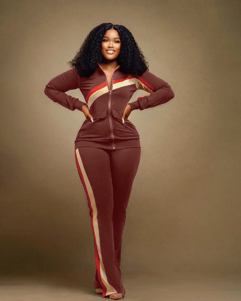 Know The Difference Pant Set Brown