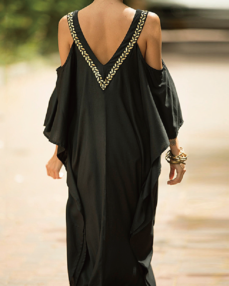 Cold Shoulder Kaftan Dress
