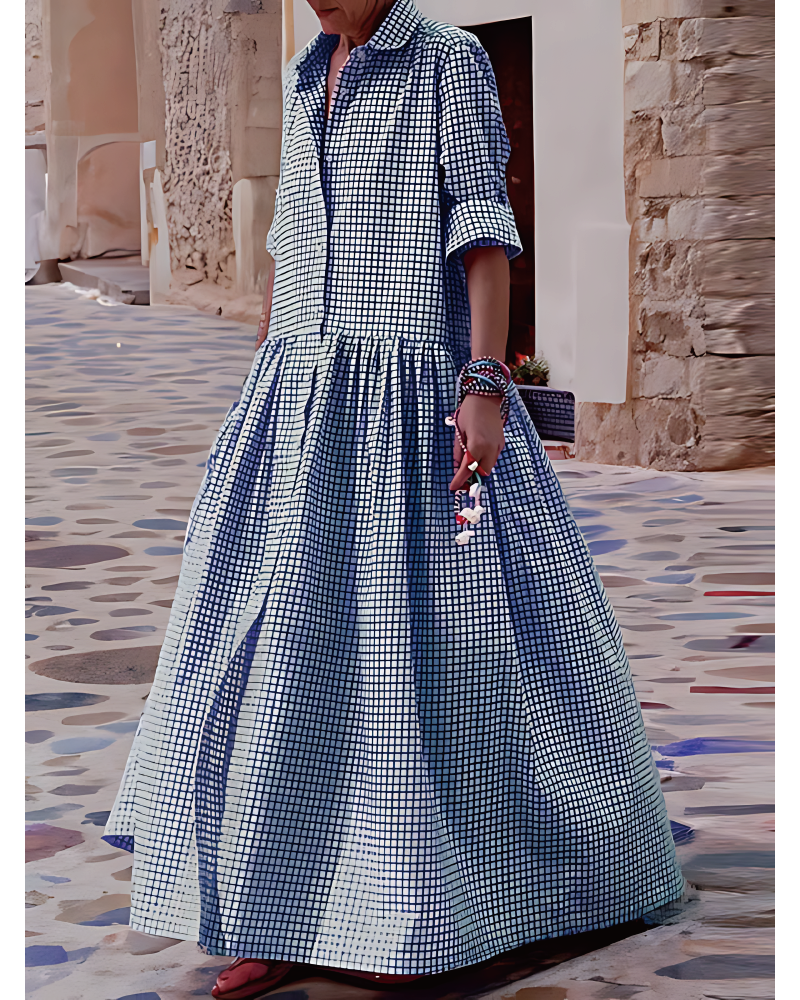 Jeanene Gingham Dress Blue