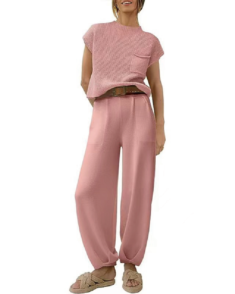 Cozy Knit Jogger Set Pink