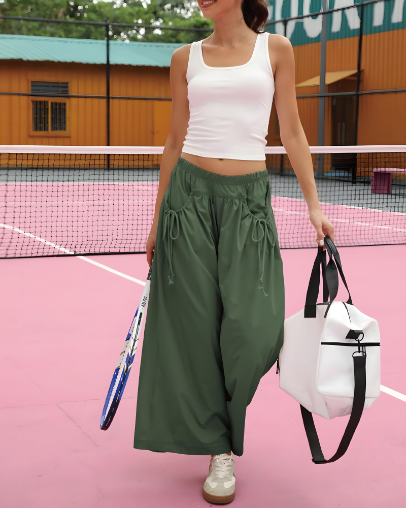 Wide Leg Paratrooper Pants Olive