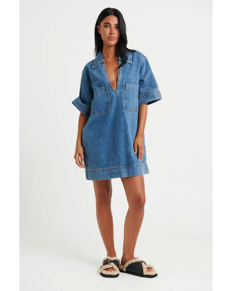 Rhythm Mini Denim Dress Denim Blue