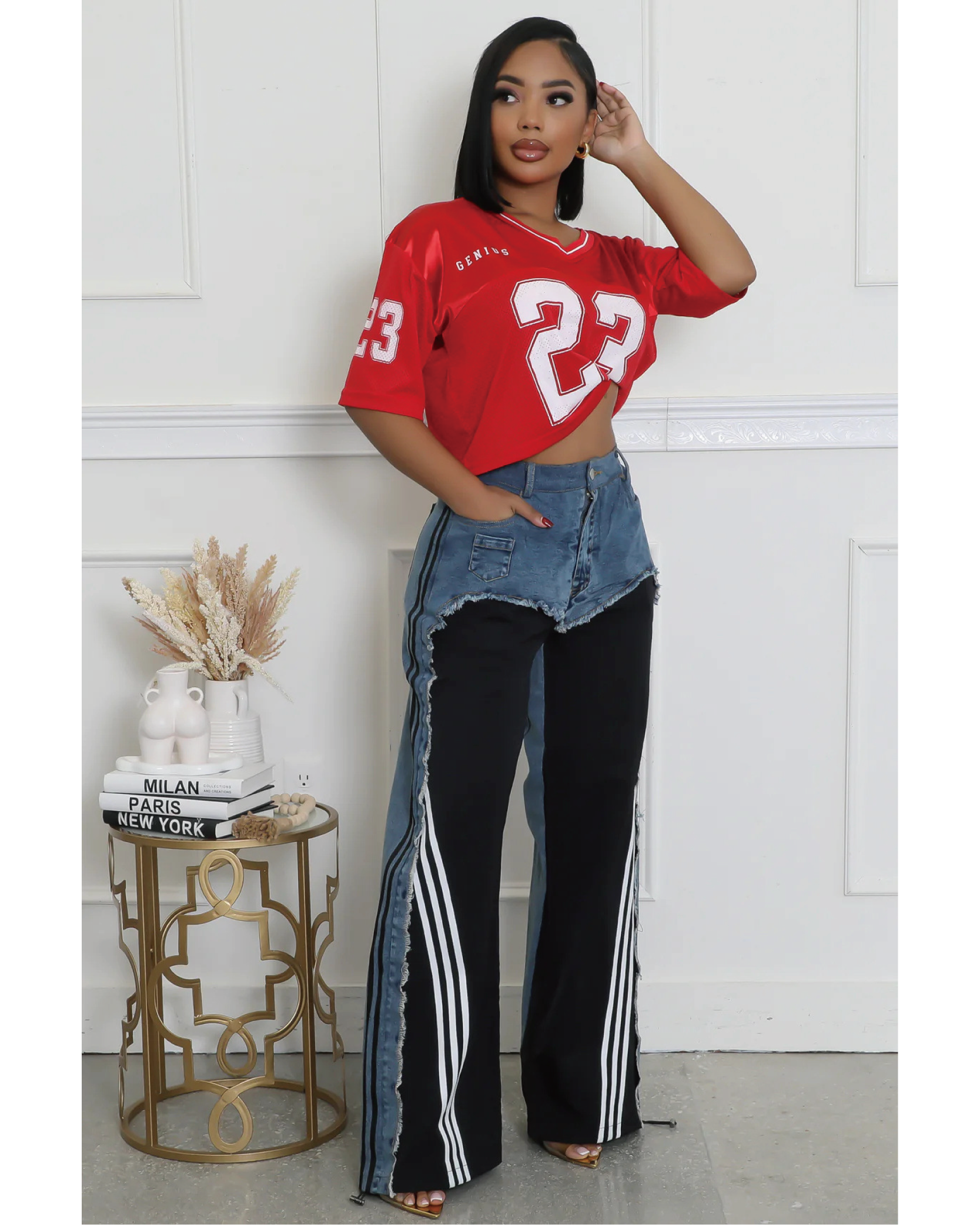 Pop out denim joggers