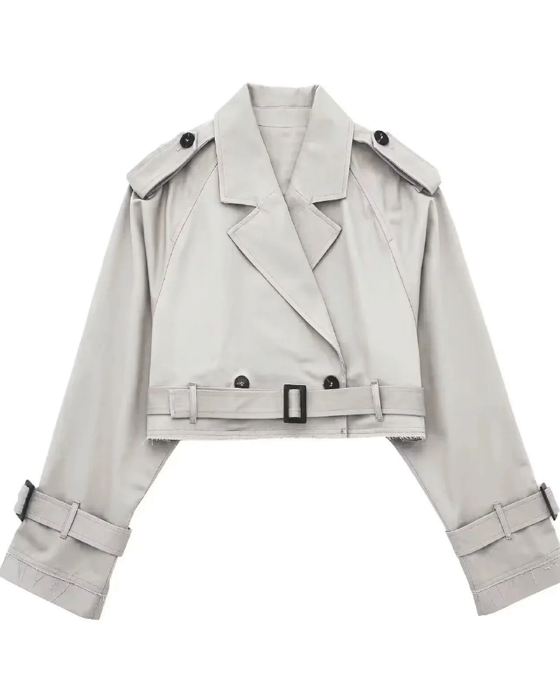 Crop Trench Coat Stone