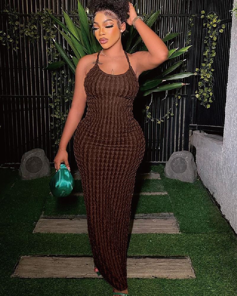 Forever Summer Textured Strap Maxi Dress