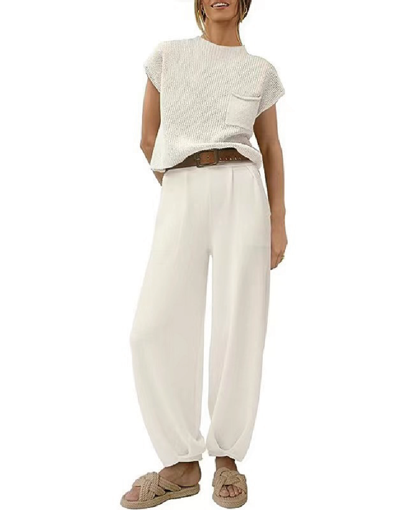 Cozy Knit Jogger Set White