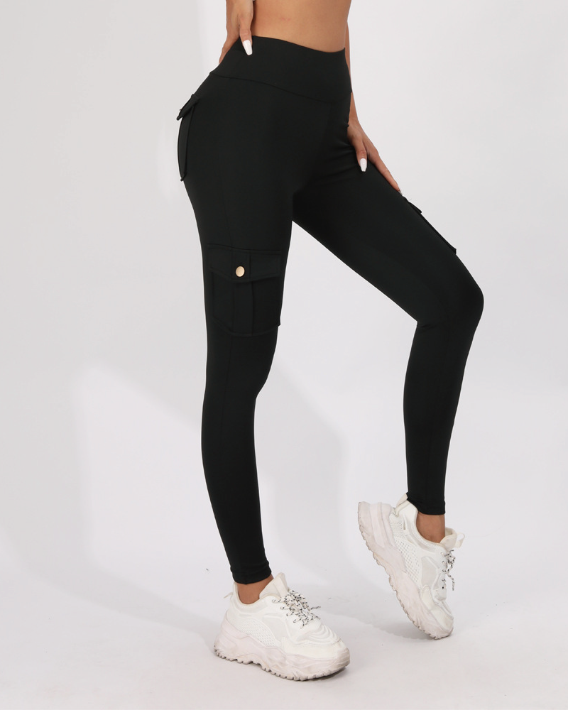 Pocket Design Butt Lifting Active Legging Black