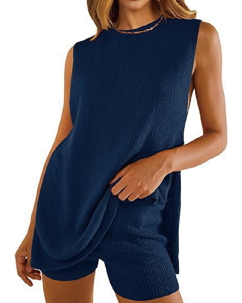 Knitted Honey Short Set Navy
