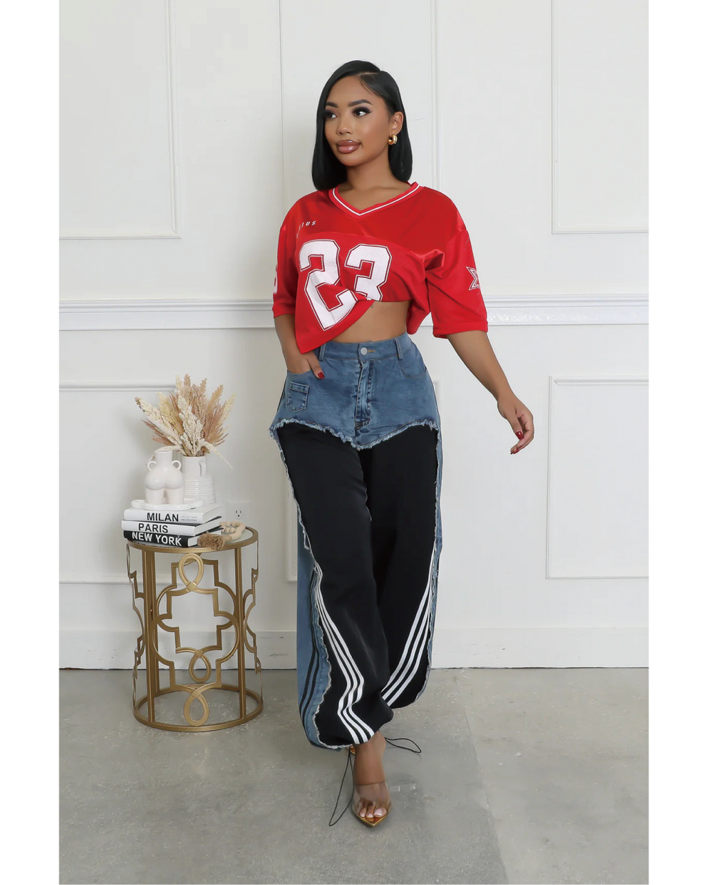 Pop out denim joggers