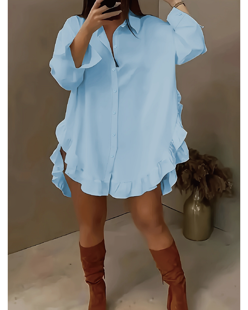 Ruffle Me Up Blouse Blue