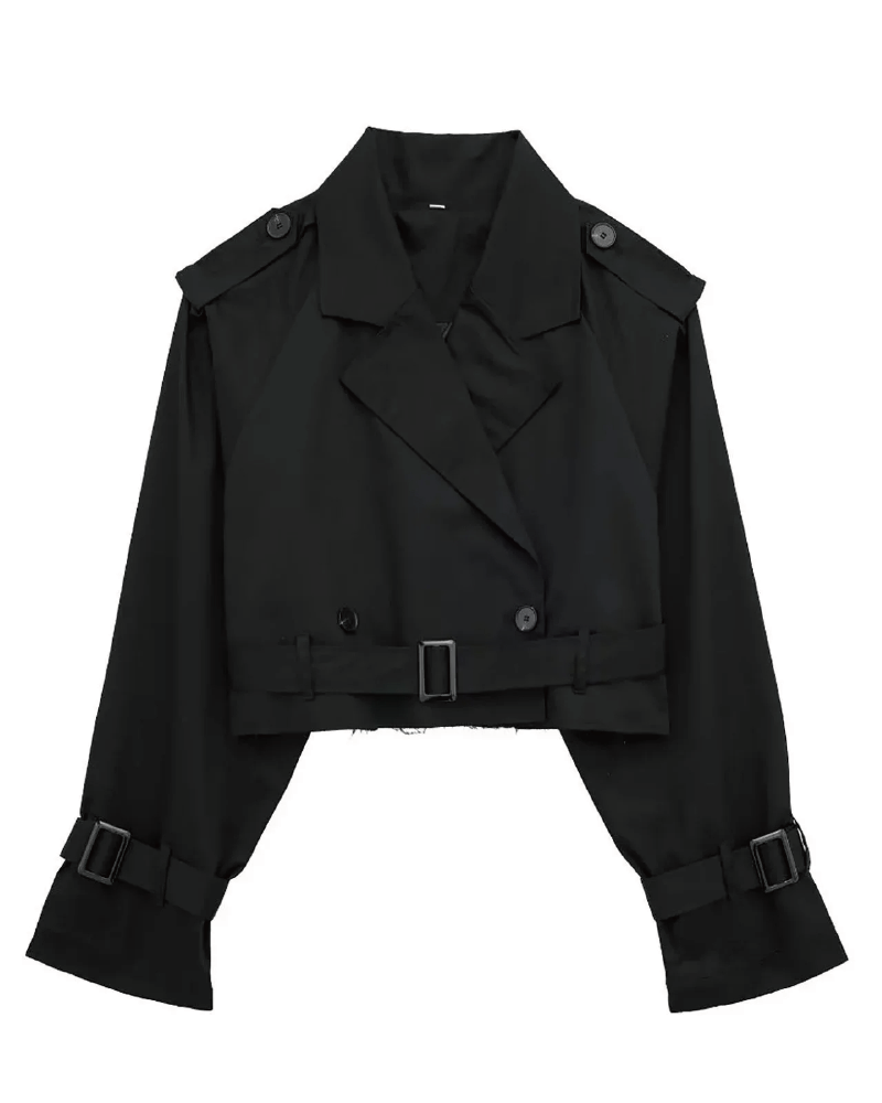 Crop Trench Coat Black