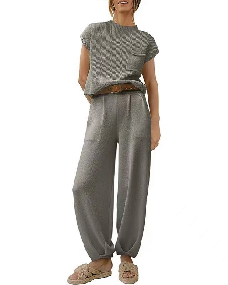 Cozy Knit Jogger Set Gray