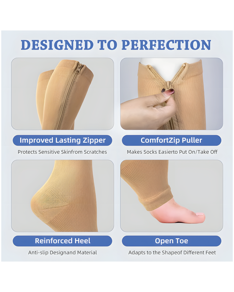 Zipper Compression Socks Open Toe