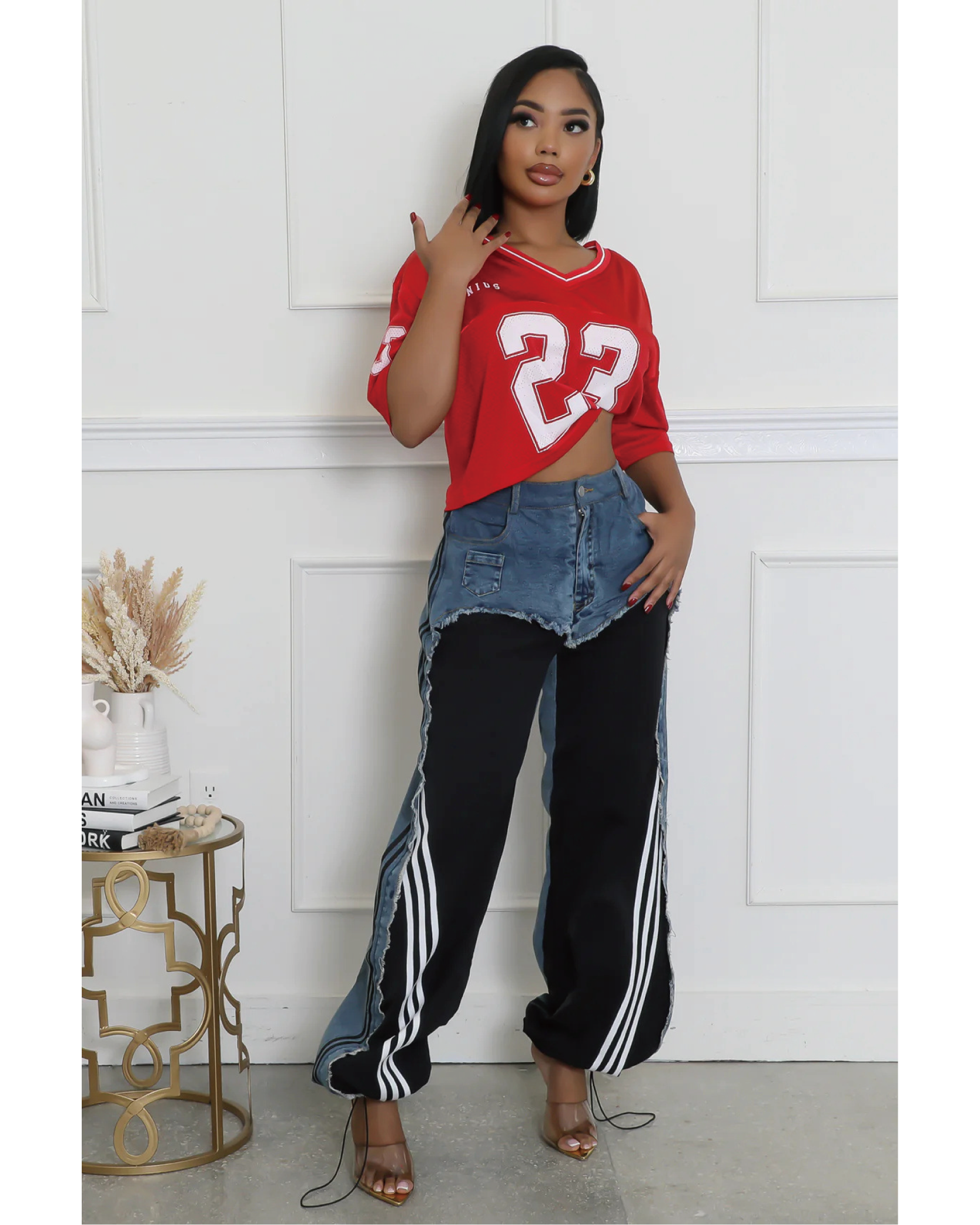 Pop out denim joggers